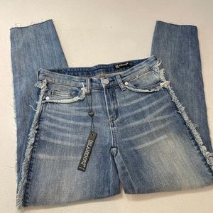 Blank NYC raw hem skinny jeans with fringe sides